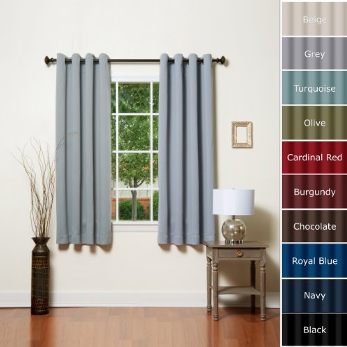 Grey Grommet Top Thermal Insulated Blackout Curtain 63