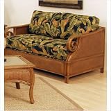 Sunset Reef Upholstered Rattan Loveseat Fabric: Rave Spearmint