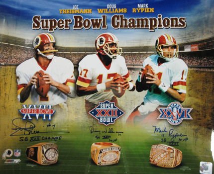 Washington Redskins Autographed Super Bowl Quarterbacks 16x20 Photo