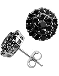 1 Carat Fancy Black Diamond Stud Earrings Push Back 14k White Gold