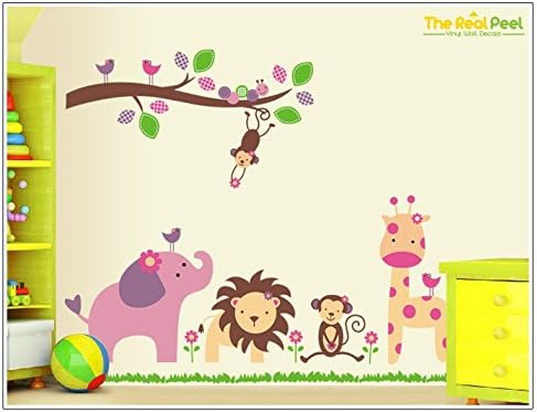 The Real Peel Premium Removable Wall Stickers for Kids Rooms, Nursery, Baby, Boys &amp; Girls Bedroom - Peel &amp; Stick, Large Removable Vinyl Wall Decal Stickers (Zoo Animals)