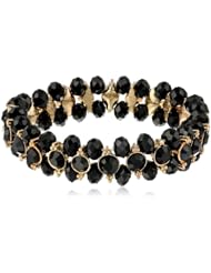 Napier "On The Move" Gold-Tone and Jet Faceted Bracelet, 7.25"