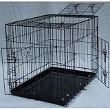 3 Door Suitcase Style Folding Metal Dog Crate with Metal Pan 36Lx24Wx26H