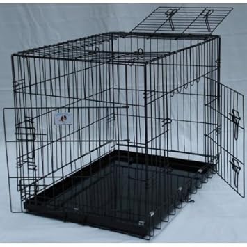 3 Door Suitcase Style Folding Metal Dog Crate with Metal Pan 36Lx24Wx26H