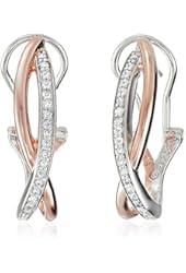 Sterling Silver and Rose Gold-Plated Diamond Hoop Earrings (1/5 cttw, I-J Color, I3 Clarity)