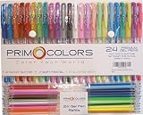 Gel Pens / 24 Assorted Coloring Pens/ Glitzy Glitter, Soft Pastel, and Glowing Neon/ 24 Gel Marker Refills Included