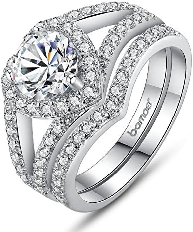 Fashion Heart Shape his and hers ring sets of 2 19k White Gold Plated Brass with AAA Cubic Zirconia Wedding Ring for Women Men Hot sale