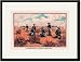 Black Framed/Matted Print 17x23, Infantry Attacked by Indians, 1876