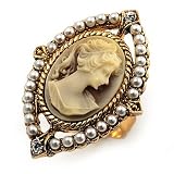 Vintage Filigree Pearl Cameo Ring (Gold Tone)