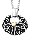 Sterling Silver and 14k Yellow Gold Overlay "A True Friend Reaches For Your Hand But Touches Your Heart" Two-Tone Pendant, 18"