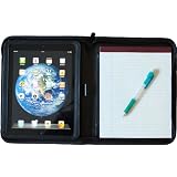 Leather iPad Folio Case (good for iPad 1 and iPad 2) with writing pad, up to 7"x10" (B5) notebook, premium notebook included,additional sockets for business cards and other accessories