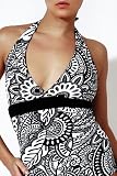 Moontide M3929VN Venetian Black and White D/DD Banded Halter Camisole