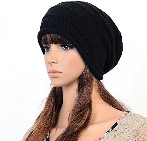 Winter Women&amp;Lady's Hat Fashion Men's Snowboard Beanie Unisex Crochet Knit Caps (One size, Black)