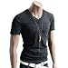 Mens Casual Short Sleeve Single Color V neck T-shirt (Asian L, US M/Charcoal)