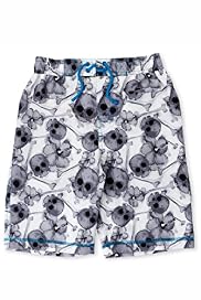Contrast Drawstring Skull Print Swim Shorts