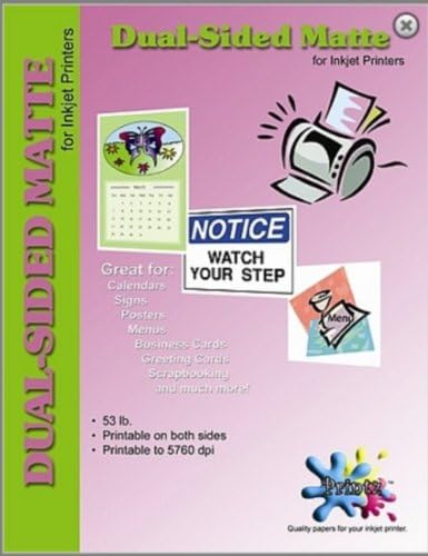 20 Sheets, Dual-Sided Matte, 53lb Quality Inkjet Paper for Calanders, Signs, Posters, Menus, Scrapbooking, Greeting Cards