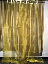 Sheer Curtains 2 Organza Gold Starburst Embroidered Drapes Panel