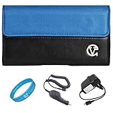 Blue & Black Portola Leather Holster Carrying Case with Fixed Belt-Clip and ....