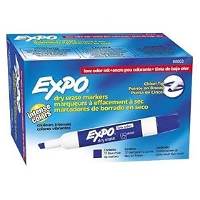 Expo Low Odor Chisel Tip Dry Erase Markers, 12 Blue Markers (80003)