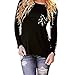 Chin's Women's Sexy Crewneck Leopard Long Sleeve T-shirts Tops (XXL)