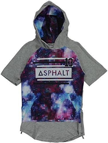 Asphalt Big Boys' "Starry Mesh" Hooded T-Shirt - heather gray, 10 - 12