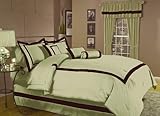 7Pcs Queen Hotel Duvet Cover Set Sage and White