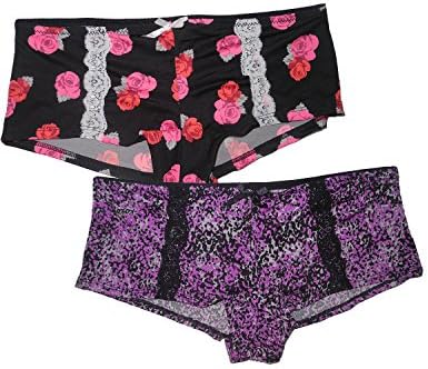 (Pack of 2) XOXO Womens Soft Boy Shorts Underwear Panties L Multicolor