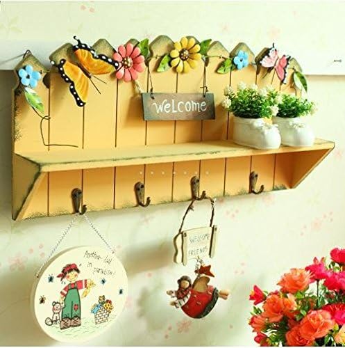 4 Metal Hooks Wall Butterfly Flowers Springtime Theme Decor Shelf Sticker Bedroom Bathroom Decoration