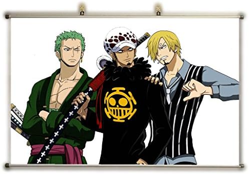 Canvas Wall Scroll Poster (32x20 inches)-Anime One Piece Zoro Roronoa Trafalgar Law Sanji One Piece Wallpaper_643489