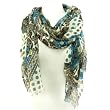 Paisley Floral Summer Frayed Long Scarf Shawl Turquoise Blue