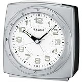 Seiko QHE039SLH Silver Tone Metallic Bedside Alarm Clock