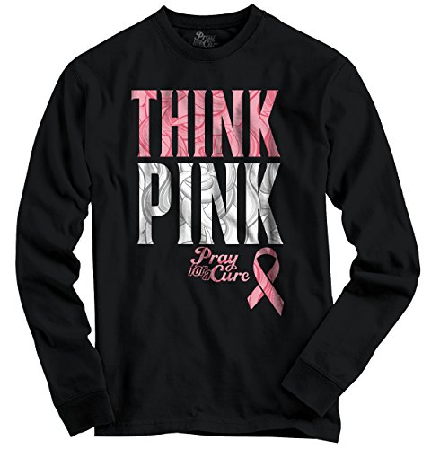 Breast Cancer Awareness Long Sleeve T Shirt Think Pink Fight Cure Strength Tee