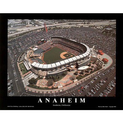 Professionally Framed Los Angeles Angels Angel Stadium of Anaheim California Sports Poster Print - 8x10 with RichAndFramous Black Wood Frame