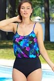 Longitude® Blue Dynasty Blouson Swimsuit - Women's Swimwear Plus Size Swimsuit