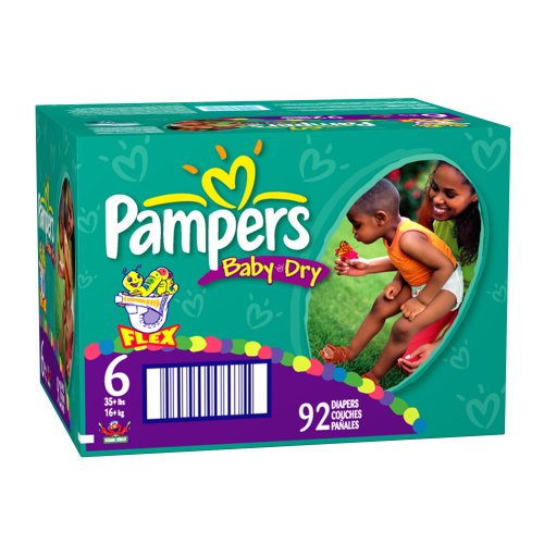 Pampers Baby Dry Diapers, Size 6 (35+ Lbs), Value Pack, 92 Diapers