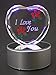 BANBERRY DESIGNS I Love You Etched in a Heart on LED Base - Color-Changing Lights - Love Gift for Mom, Wife, Husband Boyfriend Girlfriend - Measures 4