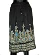 Black Knee length Skirts Boho Gypsy Crinkle short Skirts With Sequin Floral Motifs 26"Length