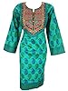 Womens Indian Ethnic Kurta Tunic Green Paisley Printed Cotton Dress Caftan (Chest:48")