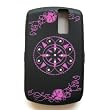 RIM BlackBerry Curve 8300 8310 8320 8330 Black Laser Skin Case Rubber Silicone Protector with Diamonds "Pink Roses" Design