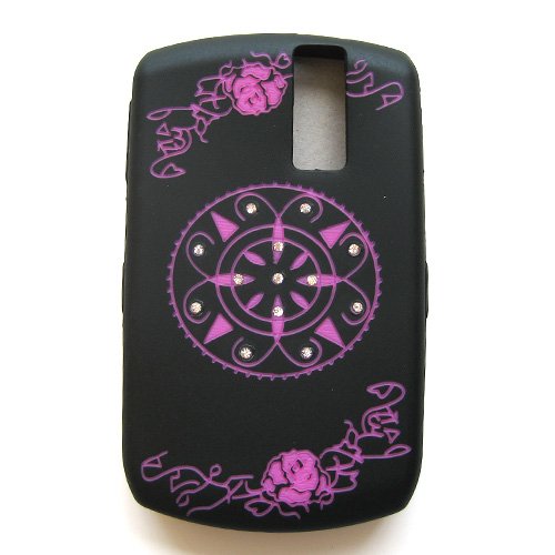 RIM Blackberry Curve 8300 8310 8320 8330 Laser Skin Case Rubber Silicone Protector Image Cover With Diamonds Pink Roses