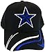 Dallas Adjustable Bent Brim Baseball Cap with Stripes on Bill (Black Star)