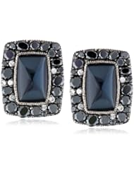 Judith Ripka "Downtown" Rectangle Black and Blue Earrings