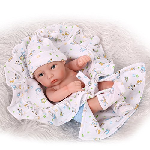 SanyDoll Lifelike Reborn New Baby Alive Washable Full Silicone Doll Toys Boy 11inch 25cm