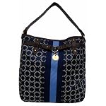 Women’s Tommy Hilfiger Bucket Tote Handbag Navy/White/Light Blue/Brown