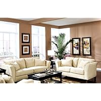 2pc Sofa & Loveseat Set Cream Velvet Fabric