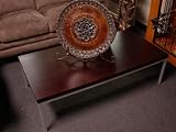 Transitional Wood/Metal Mahogany Coffee Table, (FREE SHIPPING)