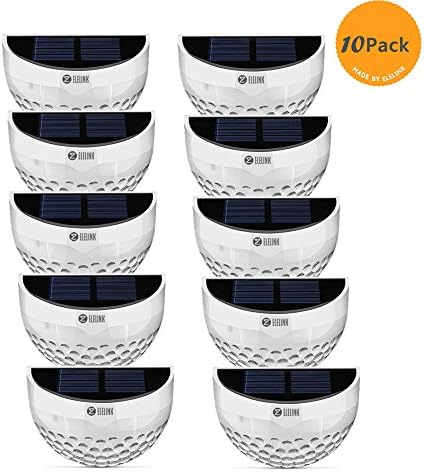 Elelink Outdoor Semi-circle 6 LED Solar Powered Wall / Step Lights for Garden, Deck, Patio, yard, fence Stairways,Walkways (10 Pack ,Warm White)