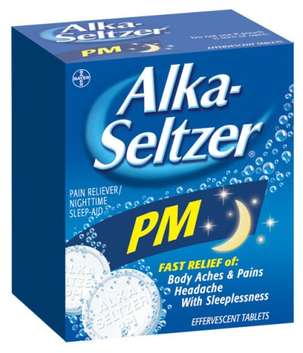 Alka-Seltzer PM Pain Reliever & Sleep Aid Effervescent Tablets, 24-Count Boxes (Pack of 4)