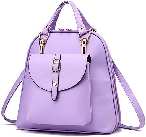 HUOHONGMEIGUI Youth Girls Multi-Functional Leather Daypack Purple