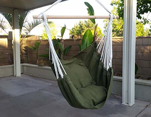 Hammock Chair Hanging Rope Chair Porch Swing Outdoor Chairs Lounge Camp Seat At Patio Lawn Garden Backyard Army Green